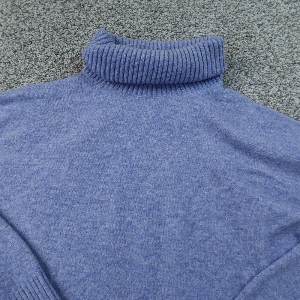 J Crew Sweater Womens M Blue Merino Wool‎ Alpaca Turtleneck Knit Pullover Soft